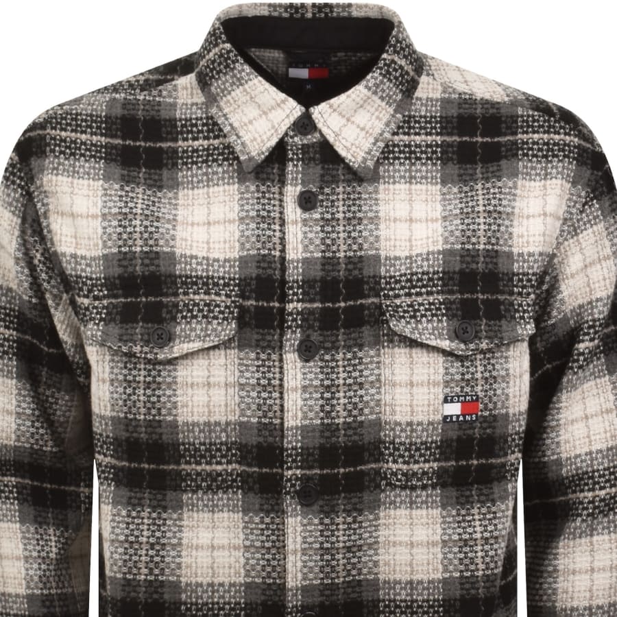 Image number 2 for Tommy Jeans Check Overshirt Black