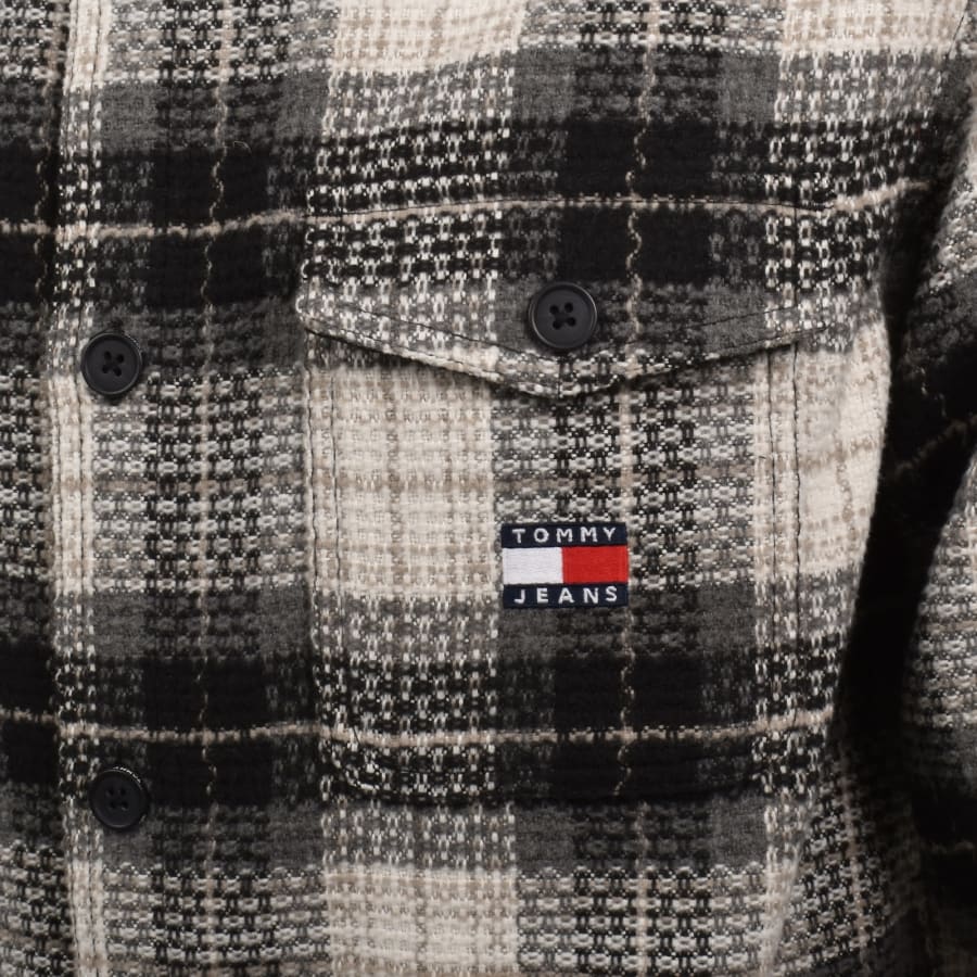 Image number 3 for Tommy Jeans Check Overshirt Black