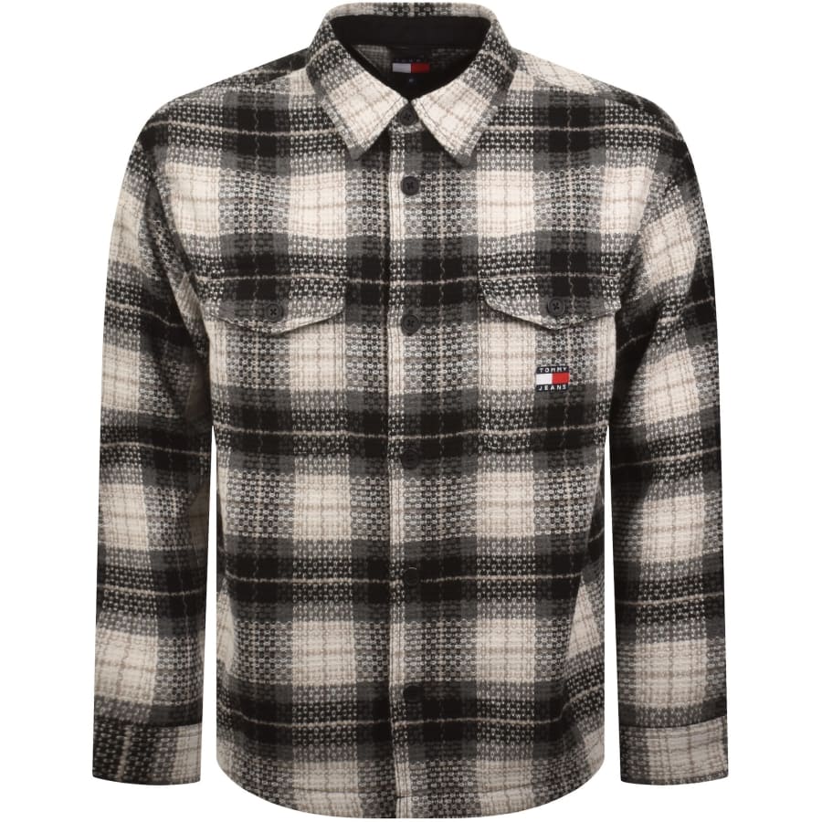 Image number 1 for Tommy Jeans Check Overshirt Black