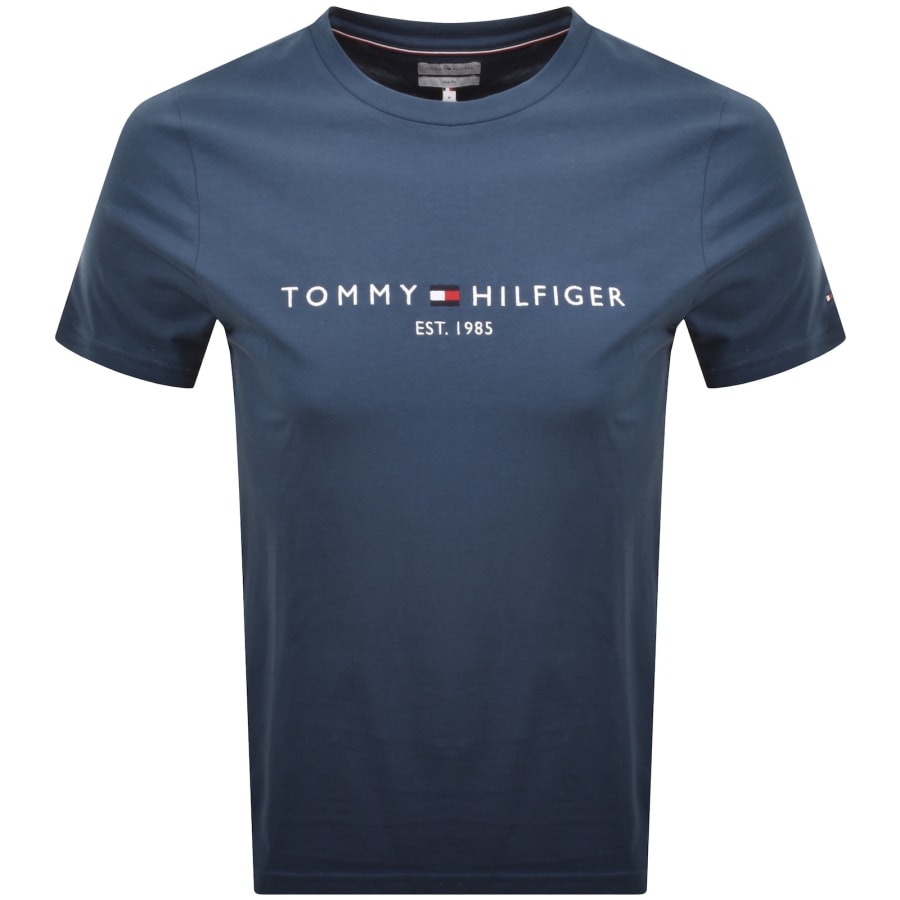 Image number 1 for Tommy Hilfiger Logo Slim Fit T Shirt Blue
