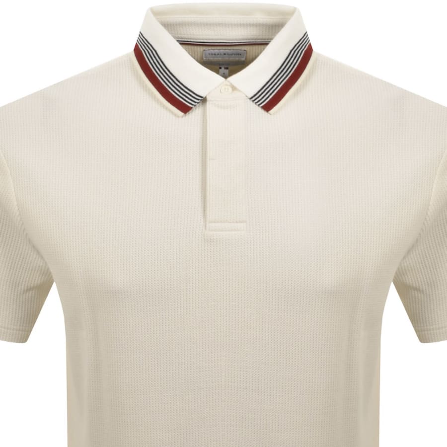 Image number 2 for Tommy Hilfiger Waffle Polo T Shirt Cream