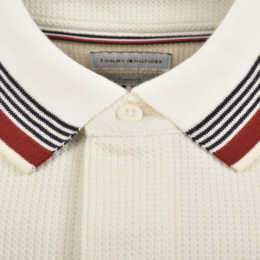 Image number 5 for Tommy Hilfiger Waffle Polo T Shirt Cream
