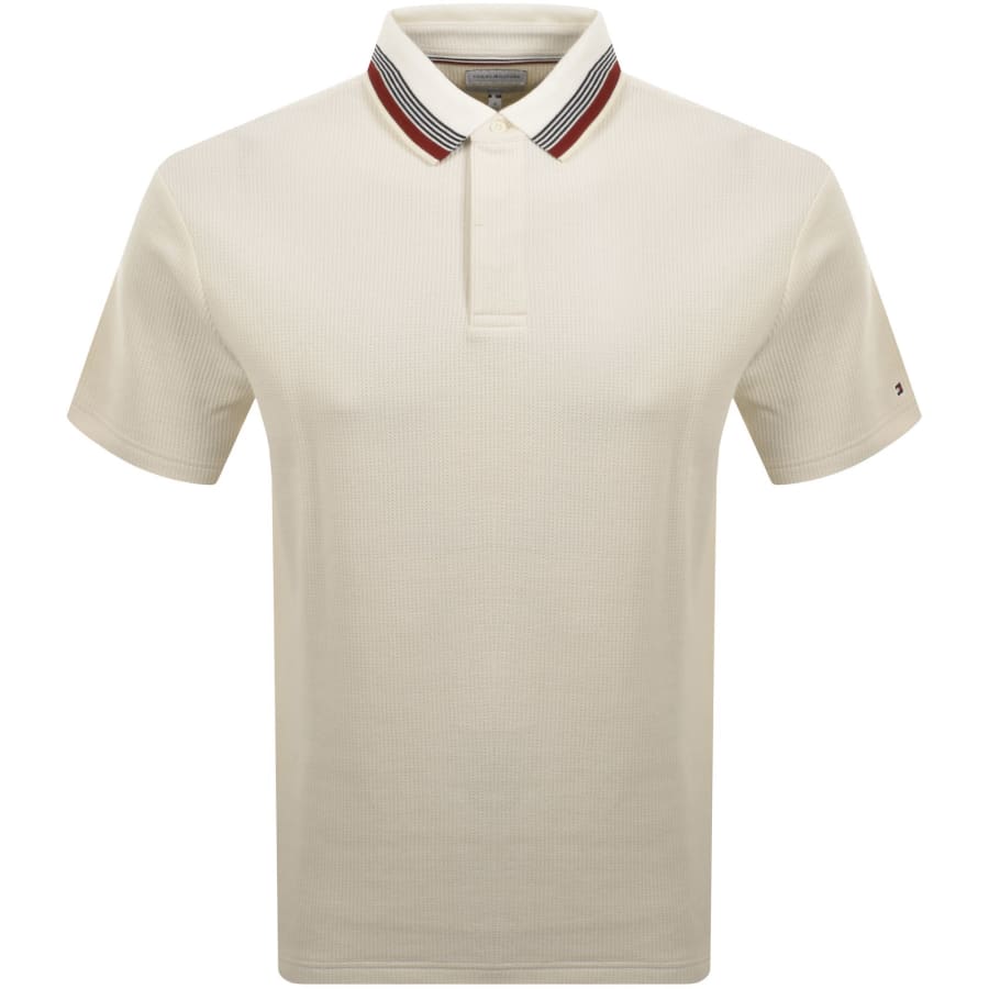 Image number 1 for Tommy Hilfiger Waffle Polo T Shirt Cream