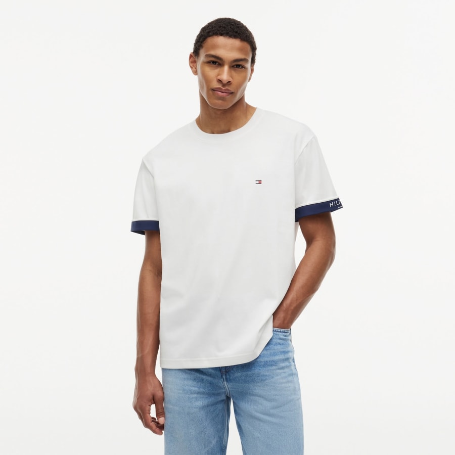 Image number 5 for Tommy Hilfiger Sail Cuff T Shirt White