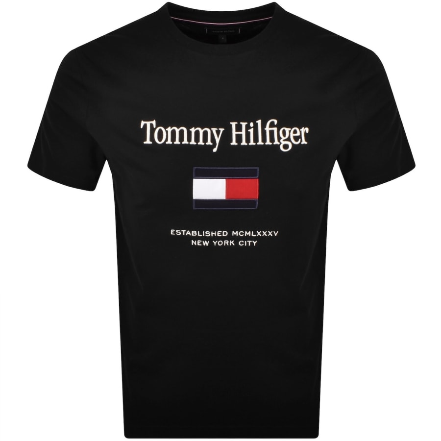 Image number 1 for Tommy Hilfiger Embroidred Flag T Shirt Black