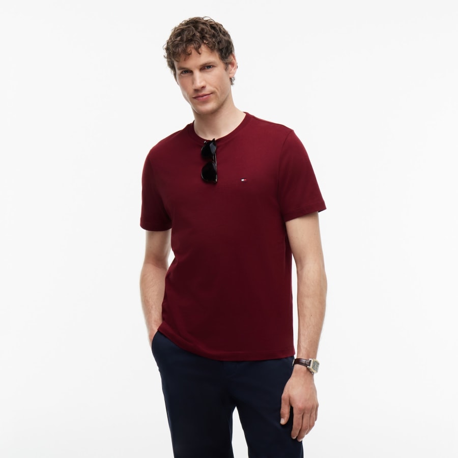 Image number 4 for Tommy Hilfiger Essential Solid T Shirt Burgundy