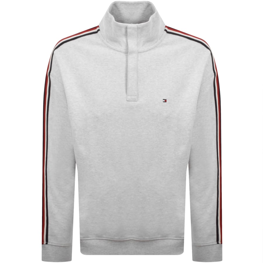 Image number 2 for Tommy Hilfiger Half Button Down Sweatshirt Grey