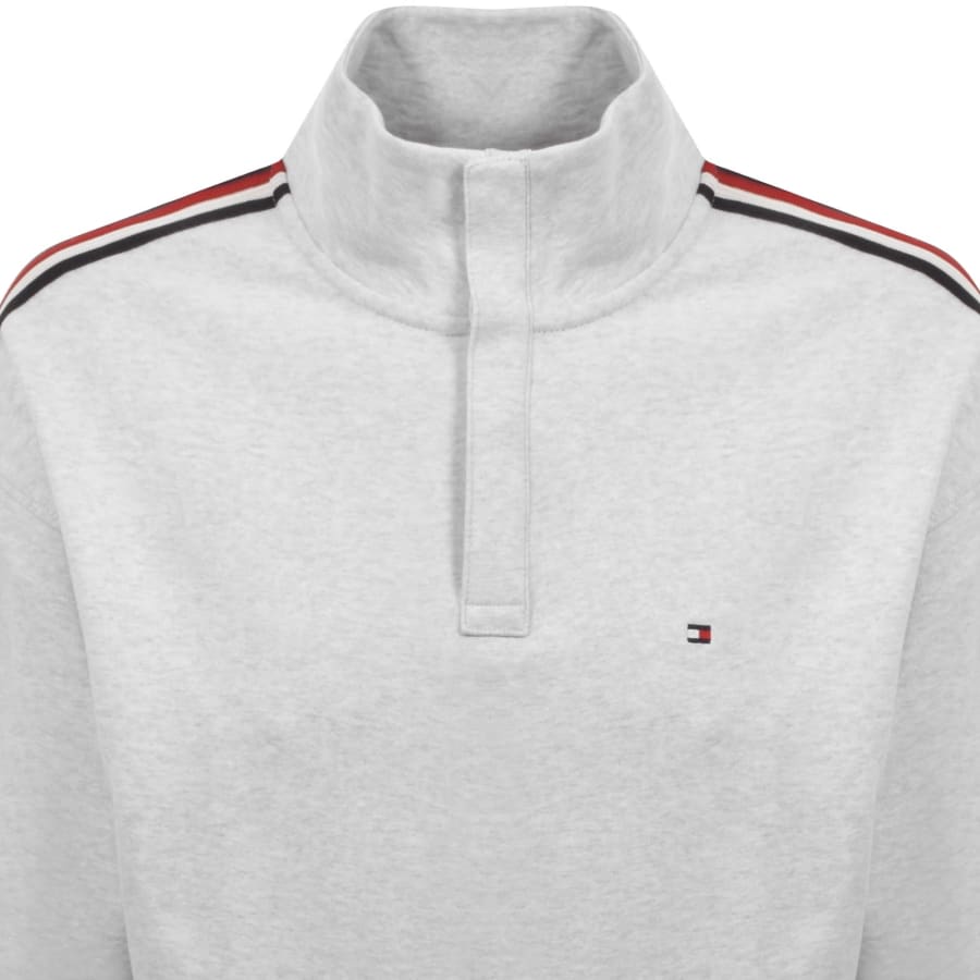 Image number 3 for Tommy Hilfiger Half Button Down Sweatshirt Grey