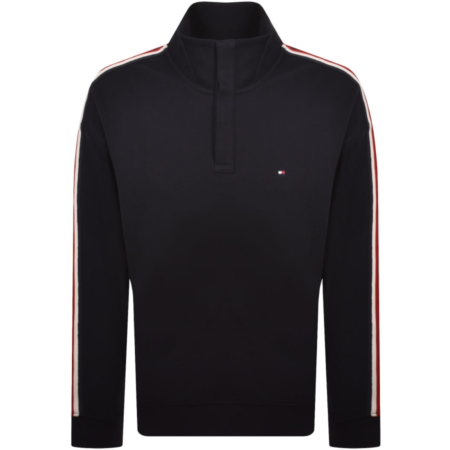 Image number 2 for Tommy Hilfiger Half Button Down Sweatshirt Navy