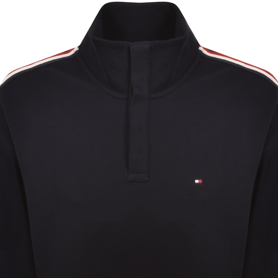 Image number 3 for Tommy Hilfiger Half Button Down Sweatshirt Navy