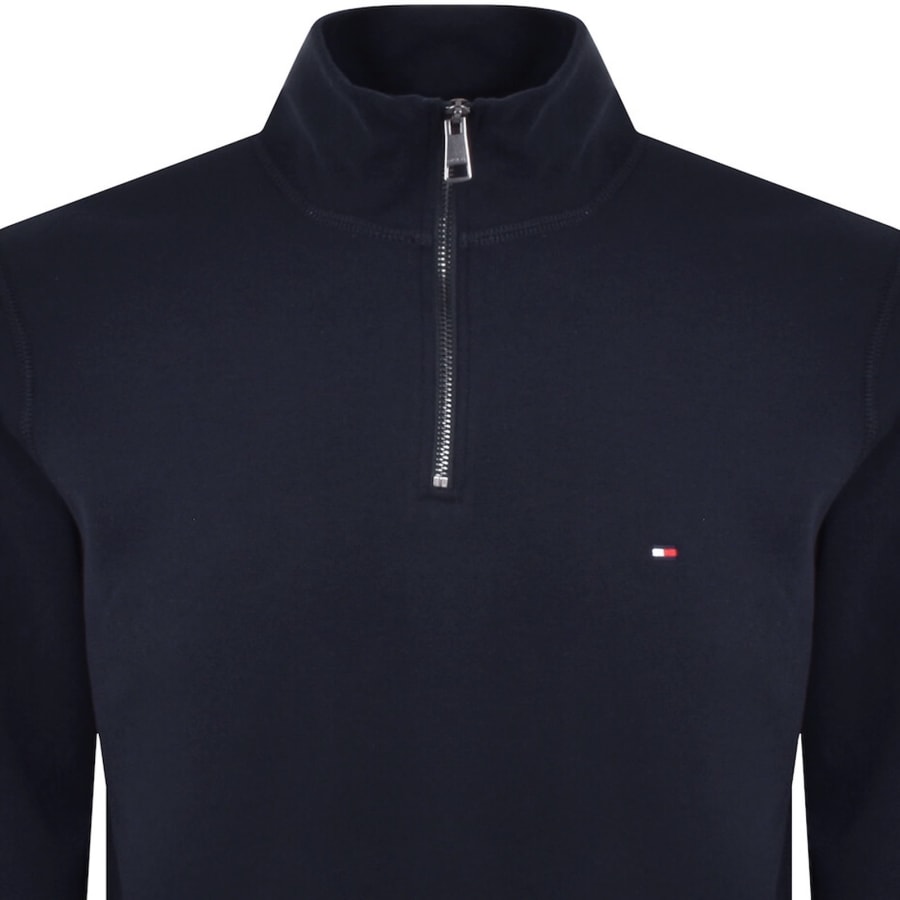 Image number 2 for Tommy Hilfiger Quarter Zip Fleece Sweatshirt Navy