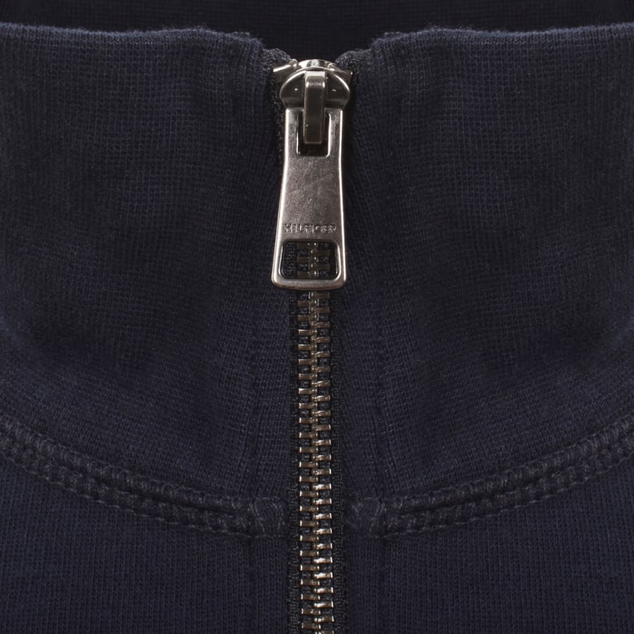 Image number 4 for Tommy Hilfiger Quarter Zip Fleece Sweatshirt Navy