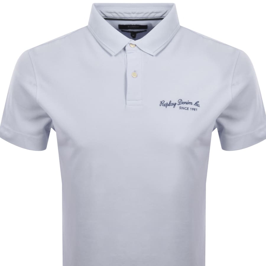 Image number 2 for Replay Short Sleeved Logo Polo T Shirt Blue