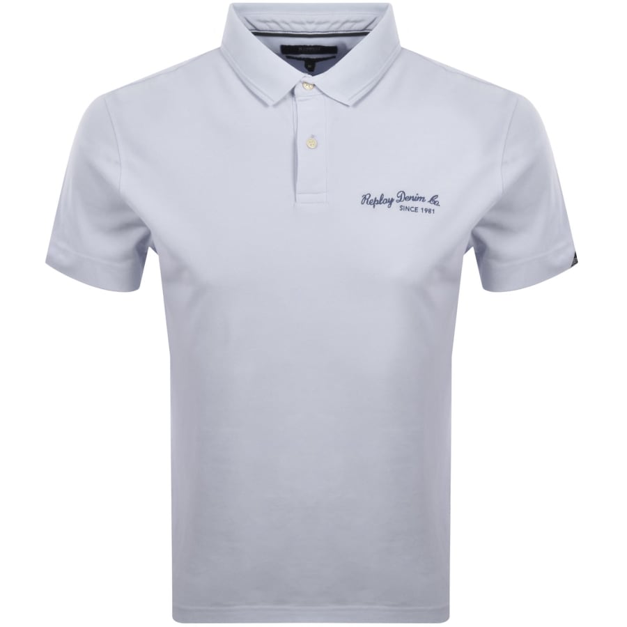Image number 1 for Replay Short Sleeved Logo Polo T Shirt Blue