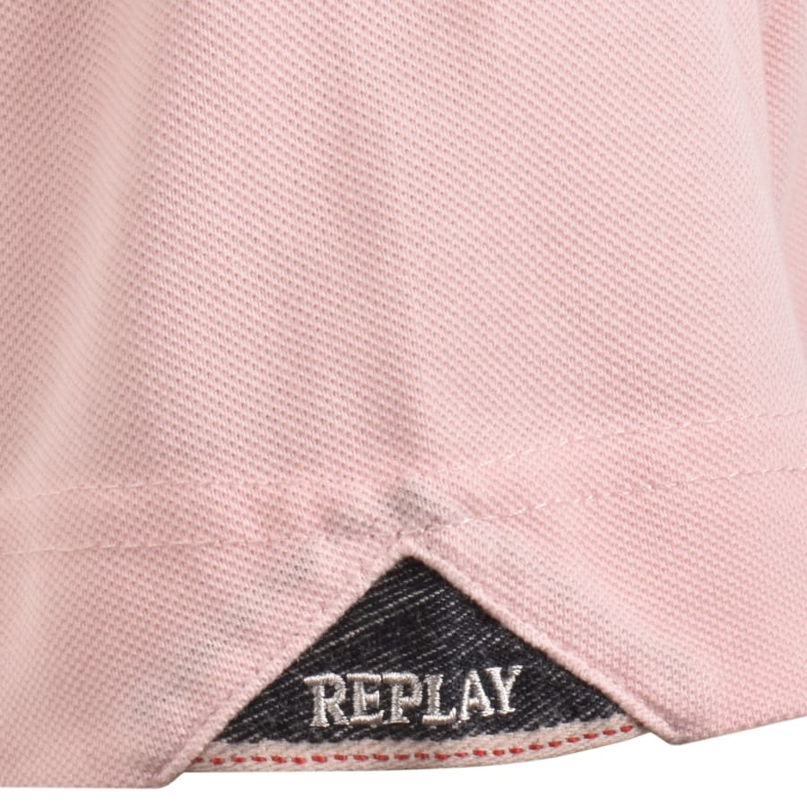 Image number 4 for Replay Short Sleeved Logo Polo T Shirt Pink