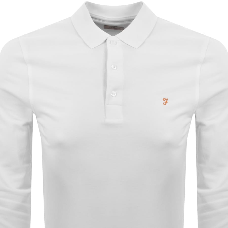 Image number 2 for Farah Blanes Long Sleeve Polo T Shirt White