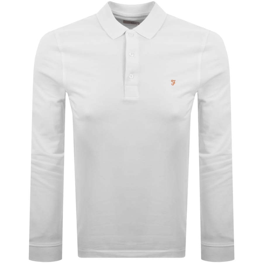 Image number 1 for Farah Blanes Long Sleeve Polo T Shirt White