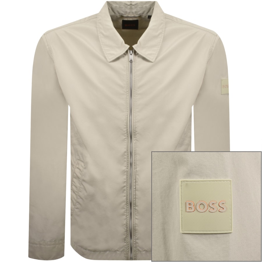 Image number 1 for BOSS Lutti Full Zip Overshirt Light Beige