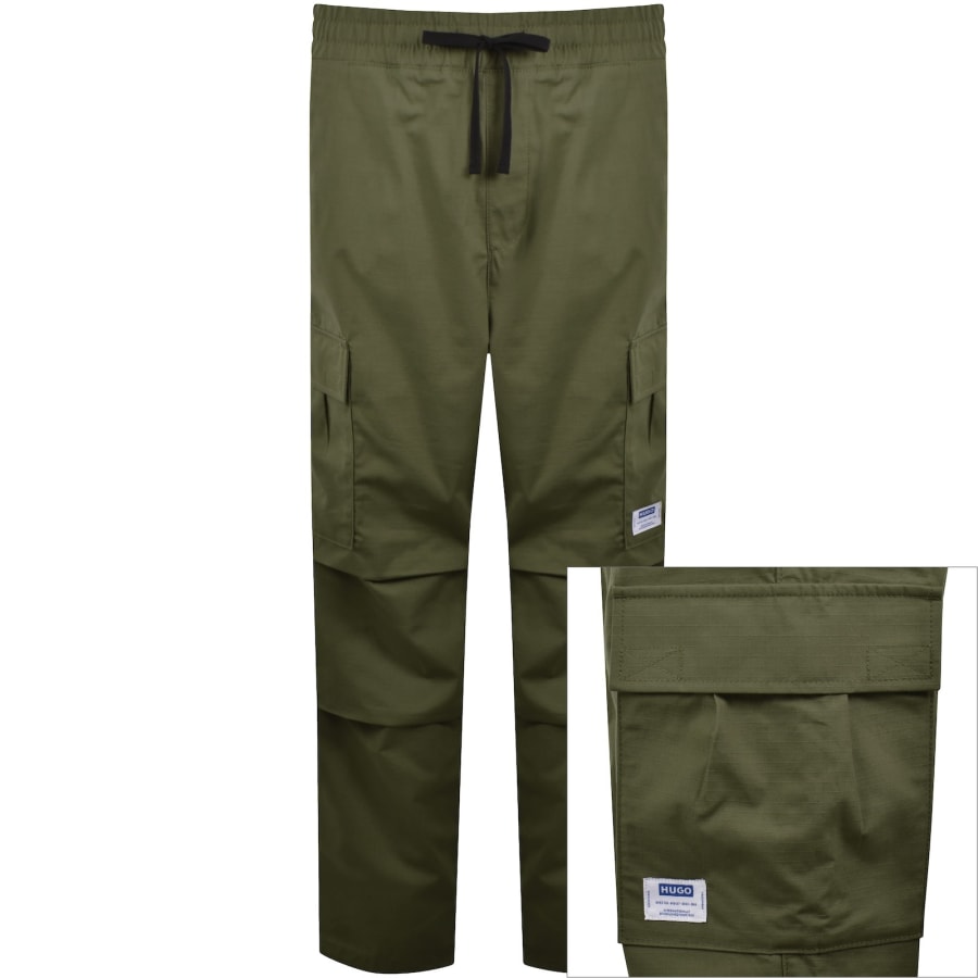 Image number 1 for HUGO Blue Gadic242 Relaxed Cargo Trousers Green
