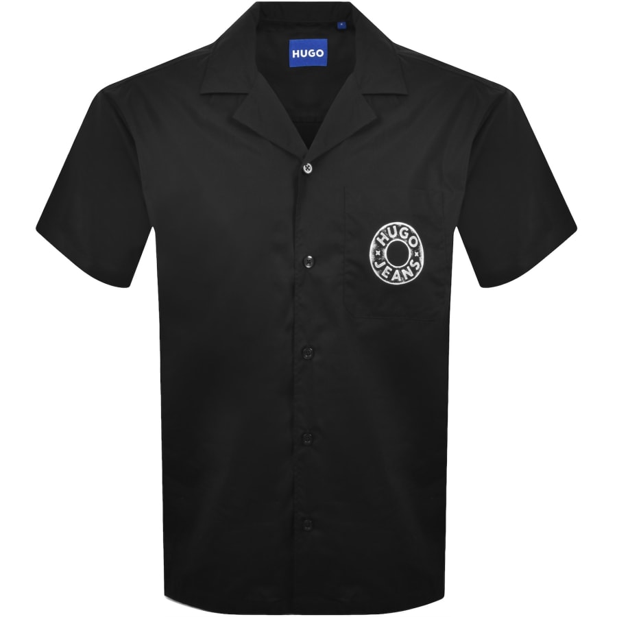 Image number 1 for HUGO Blue Short Sleeve Shirt Black