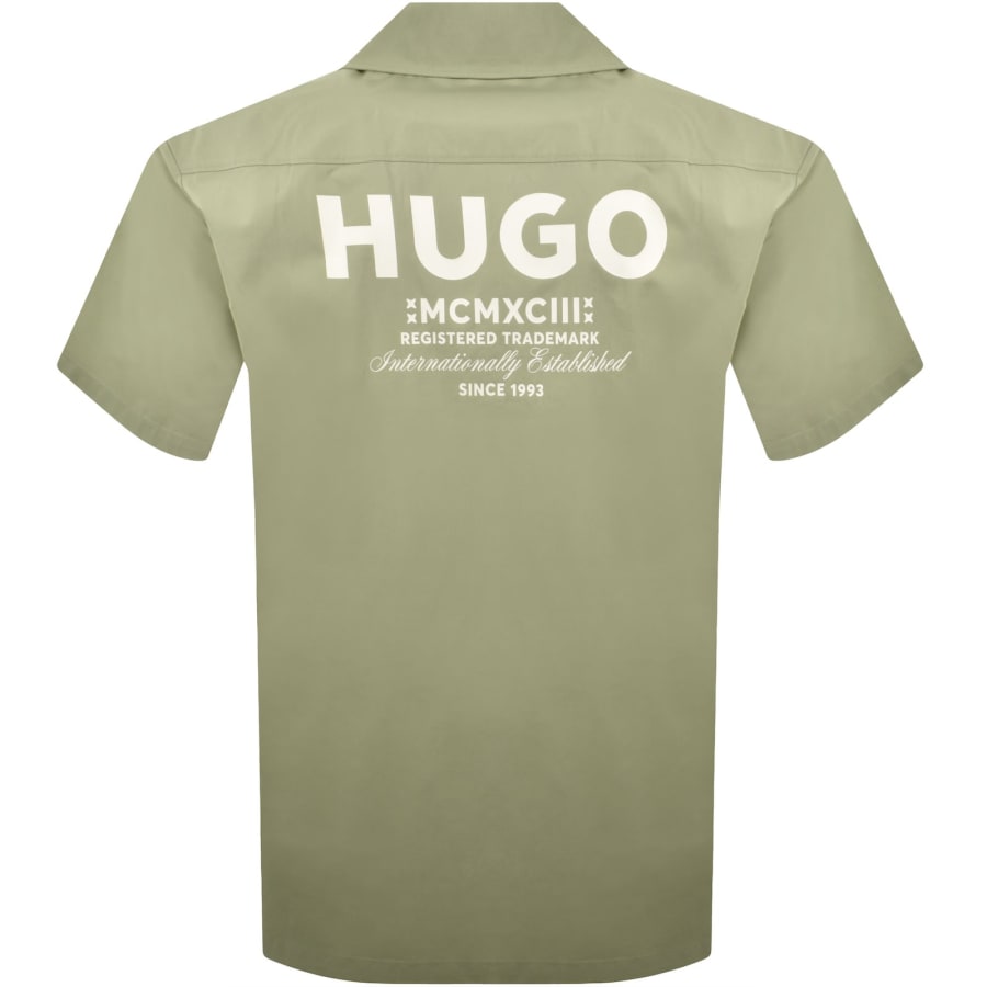 Image number 5 for HUGO Blue Short Sleeve Shirt Green