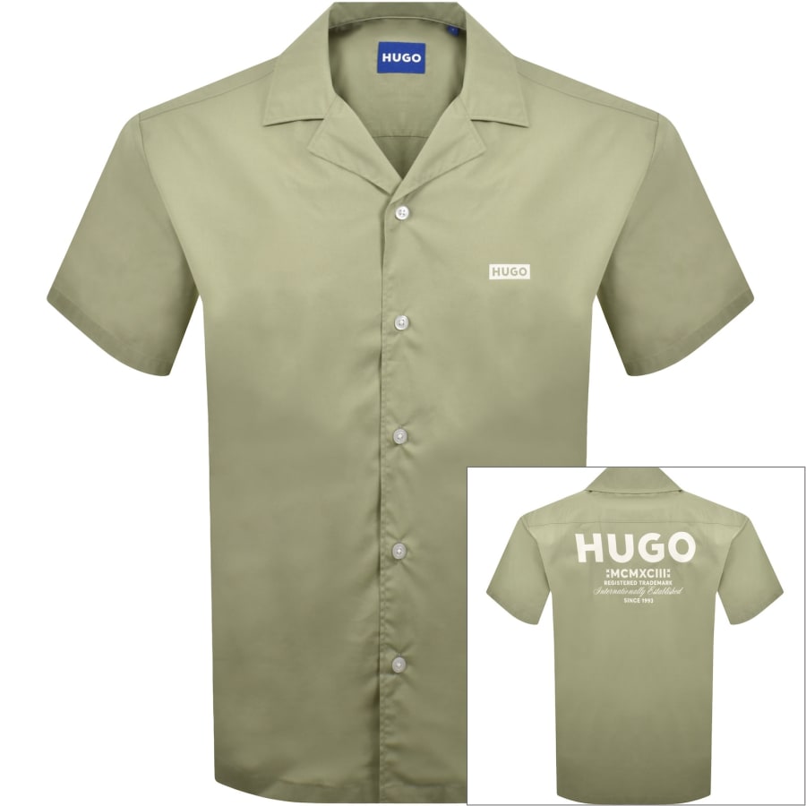 Image number 1 for HUGO Blue Short Sleeve Shirt Green