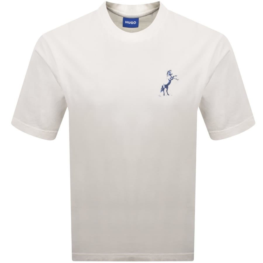 Image number 2 for HUGO Blue Noxwash T Shirt Off White