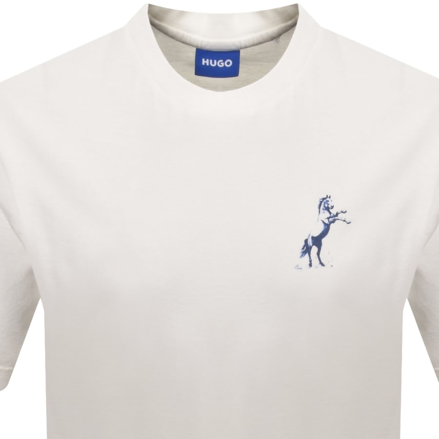 Image number 3 for HUGO Blue Noxwash T Shirt Off White