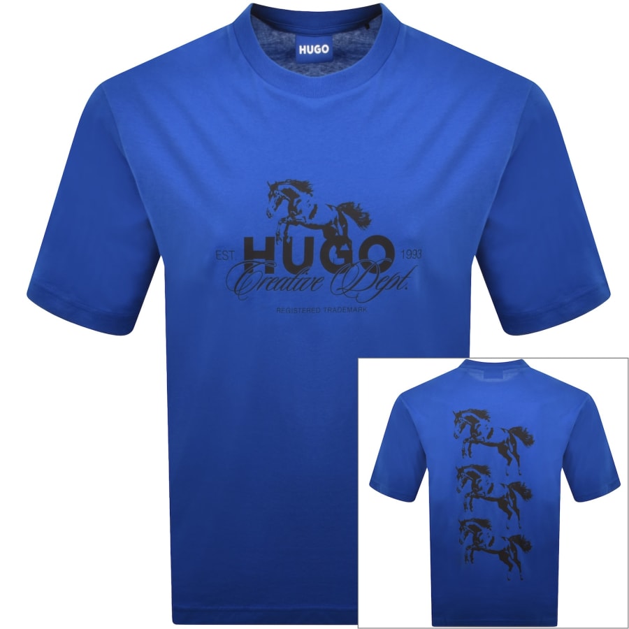 Image number 1 for HUGO Blue Nurobos T Shirt Blue