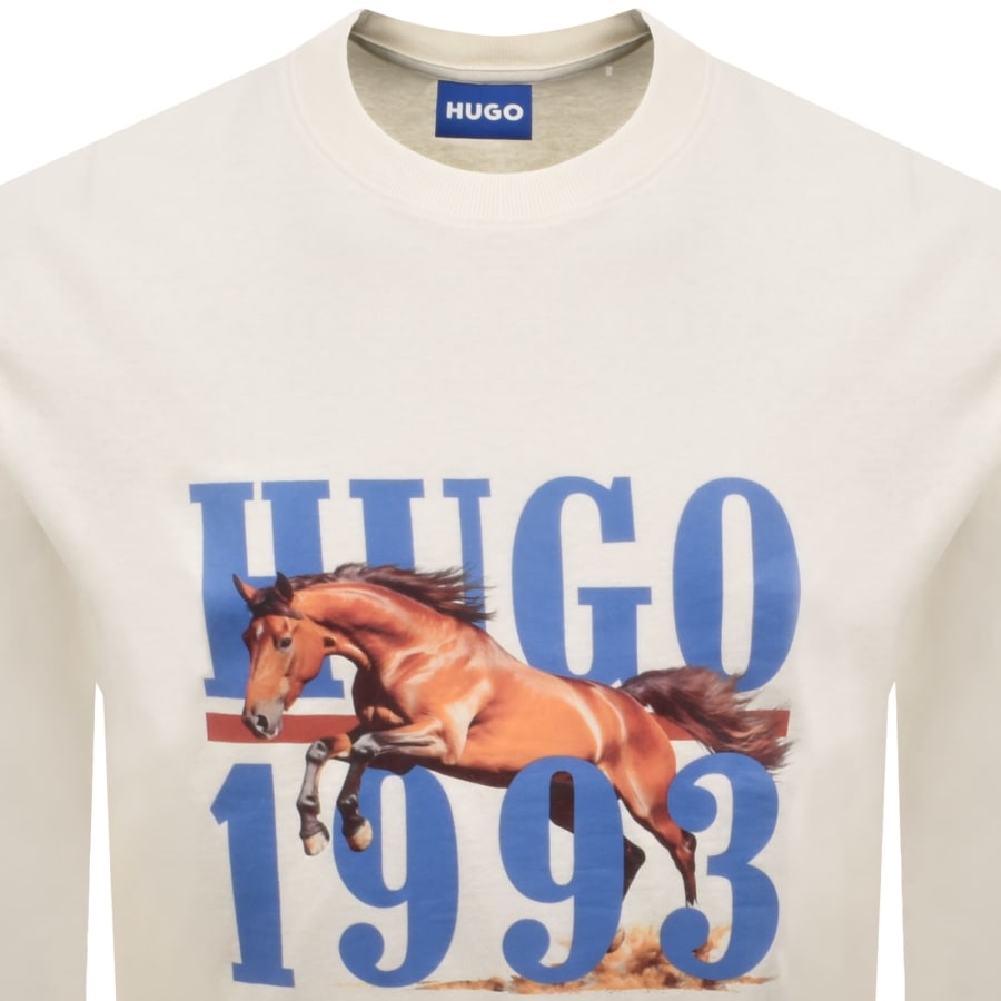 Image number 2 for HUGO Blue Nevalon Long Sleeve T Shirt Off White