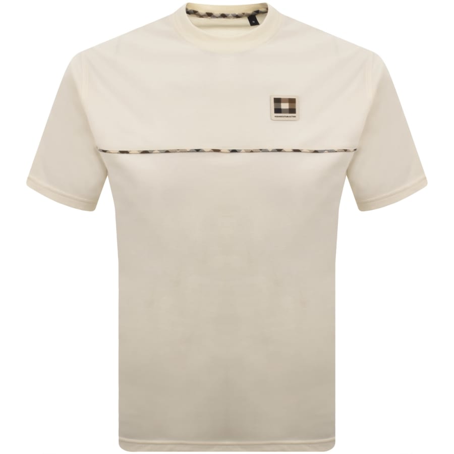 Image number 1 for Aquascutum Club Check Piping T Shirt Cream