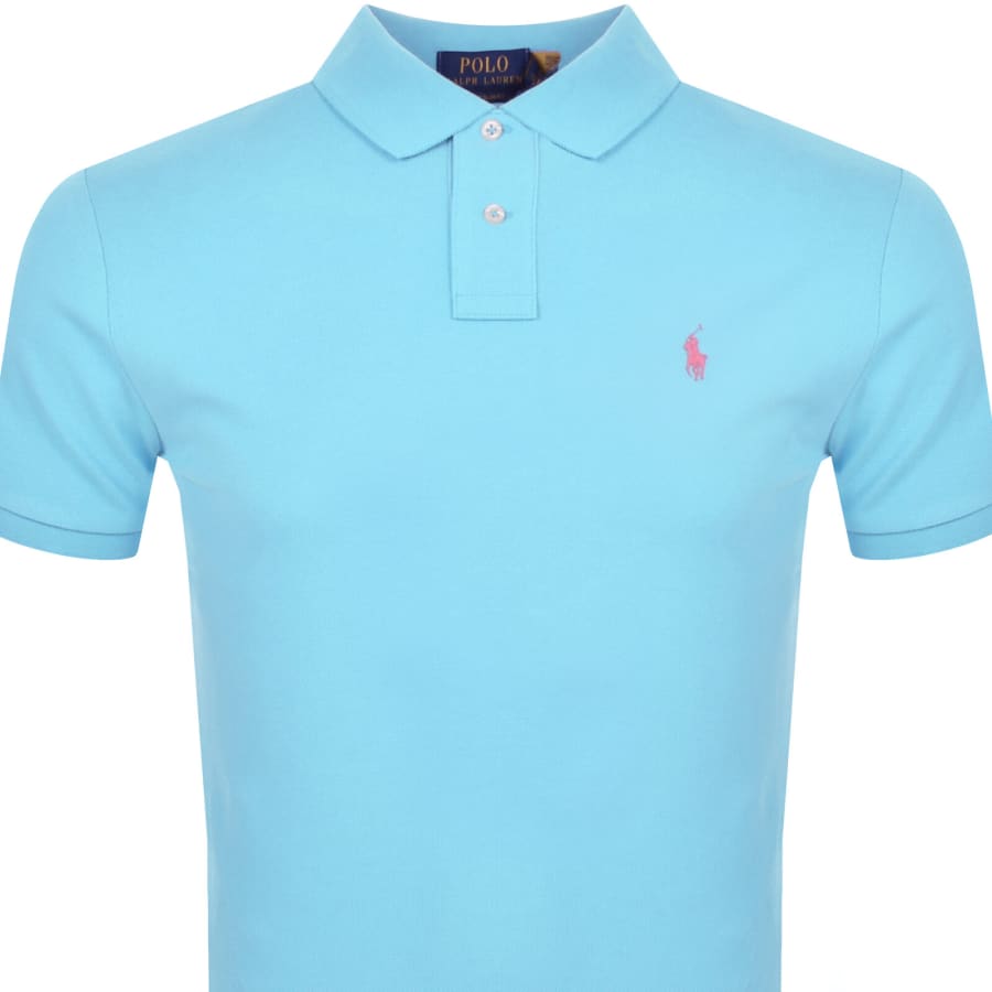 Image number 2 for Ralph Lauren Custom Slim Fit Polo T Shirt Blue