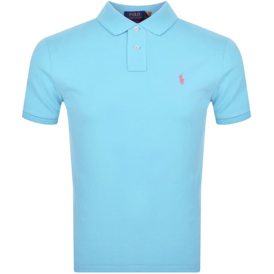 Image number 1 for Ralph Lauren Custom Slim Fit Polo T Shirt Blue