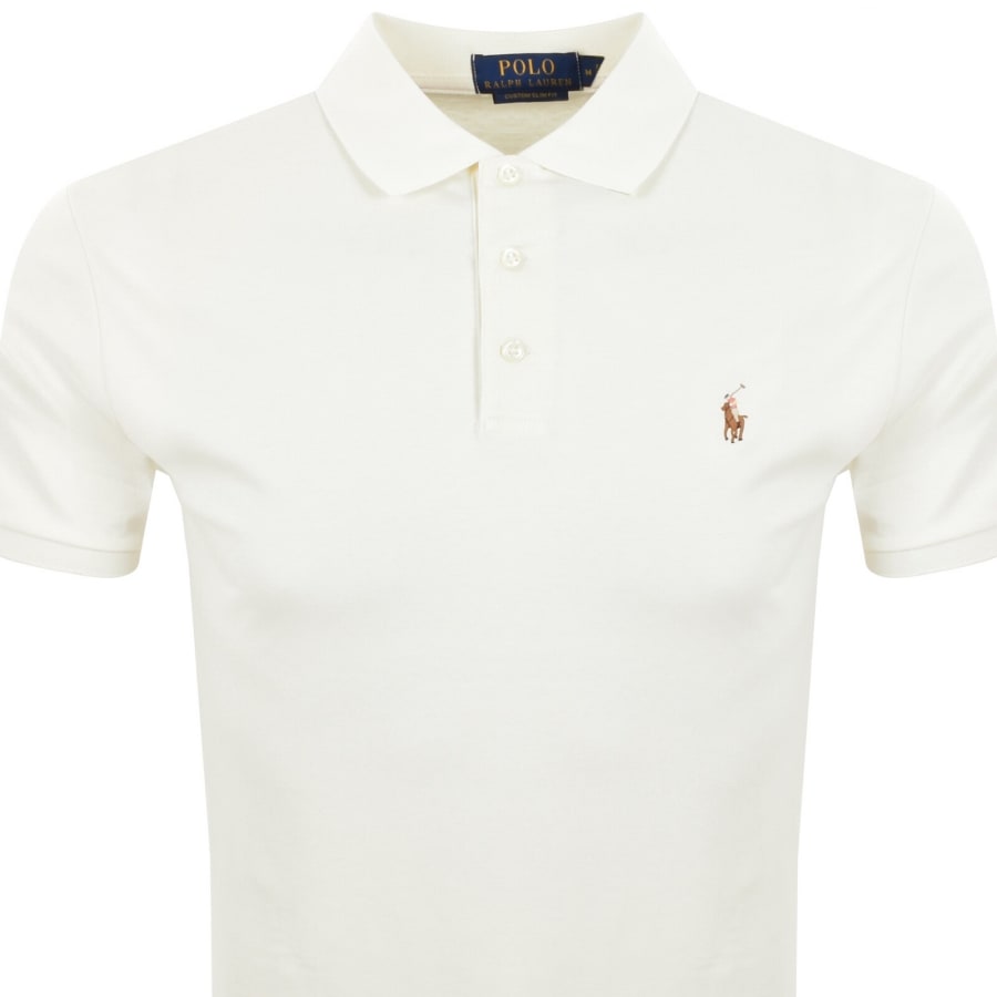 Image number 2 for Ralph Lauren Custom Slim Fit Polo Cream