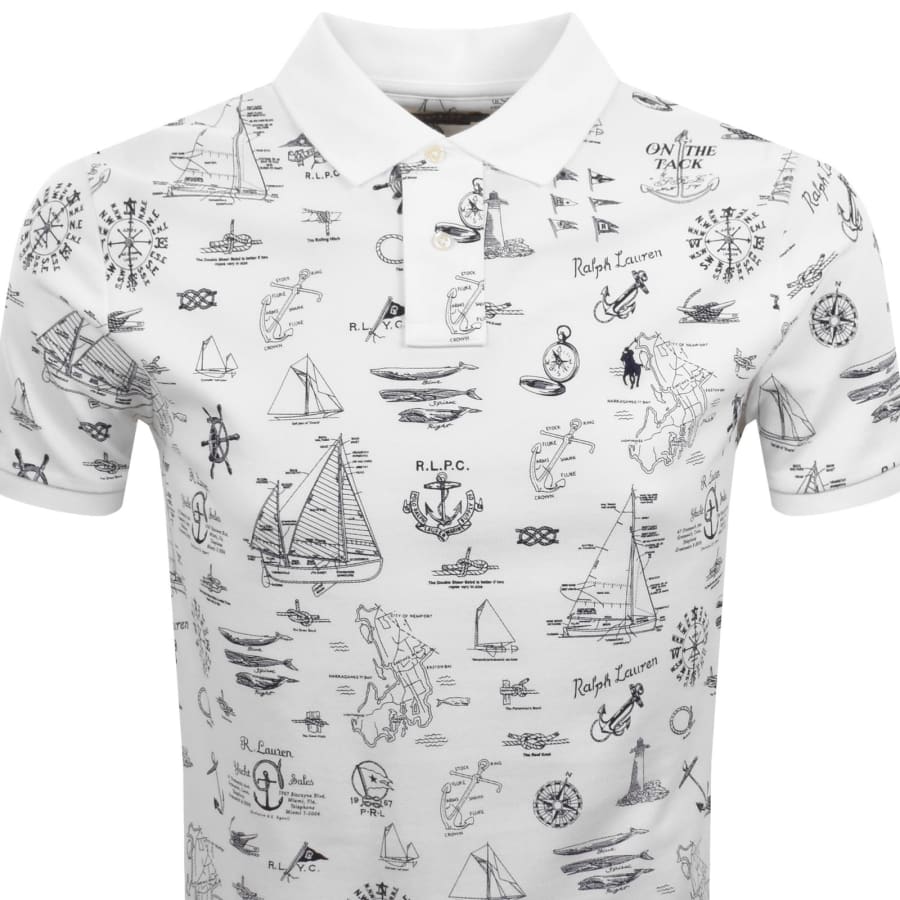 Image number 2 for Ralph Lauren All Over Print Polo T Shirt White