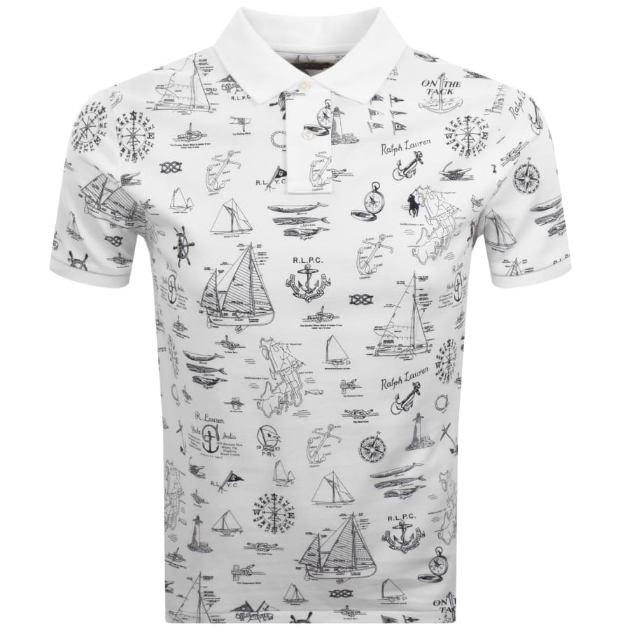 Image number 1 for Ralph Lauren All Over Print Polo T Shirt White