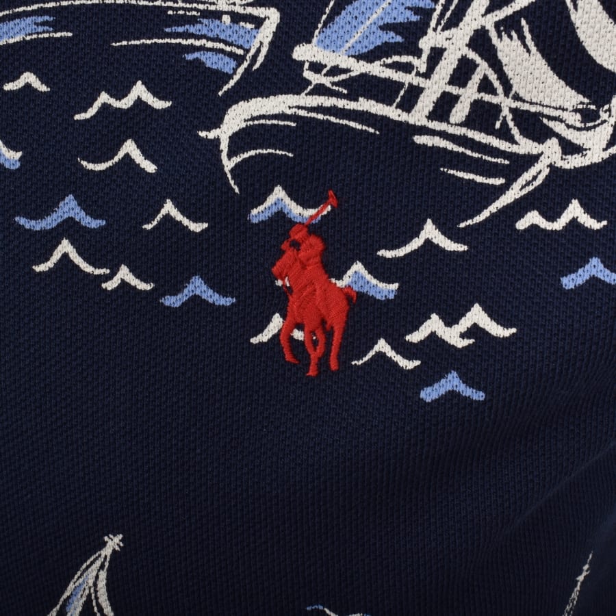 Image number 3 for Ralph Lauren All Over Print Polo T Shirt Navy