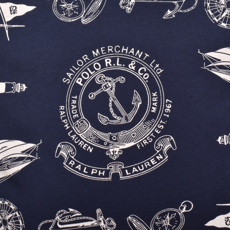 Image number 4 for Ralph Lauren All Over Print T Shirt Navy