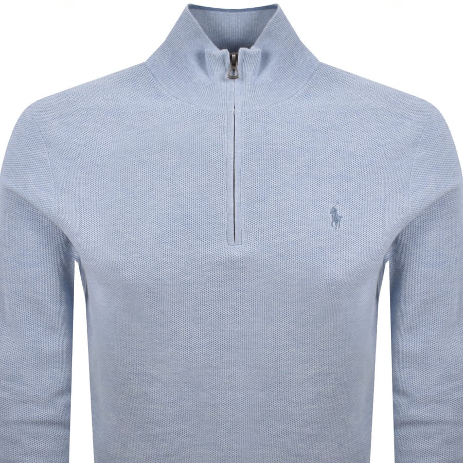 Image number 2 for Ralph Lauren Half Zip Knit Jumper Blue