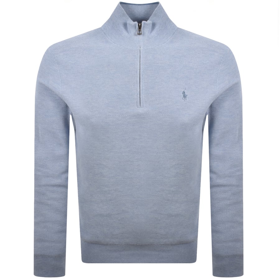 Image number 1 for Ralph Lauren Half Zip Knit Jumper Blue