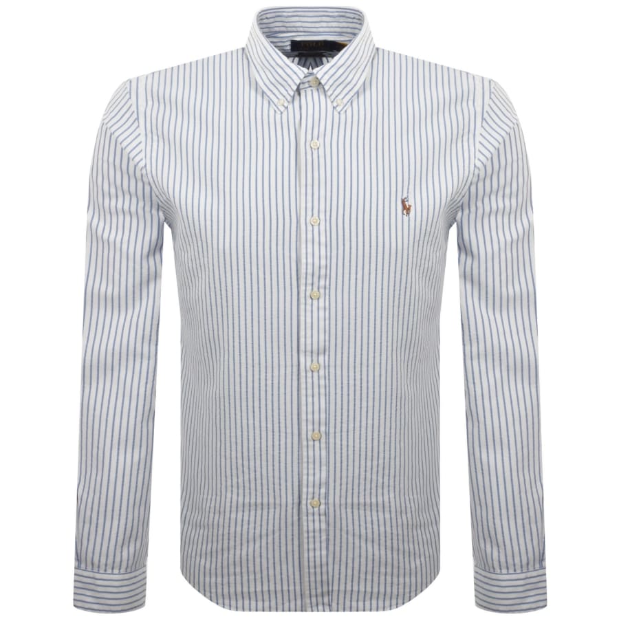 Image number 1 for Ralph Lauren Long Sleeve Stripe Shirt Blue