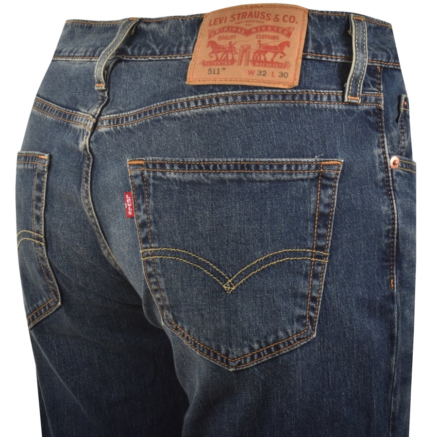Image number 4 for Levis 511 Slim Fit Stretch Jeans Blue