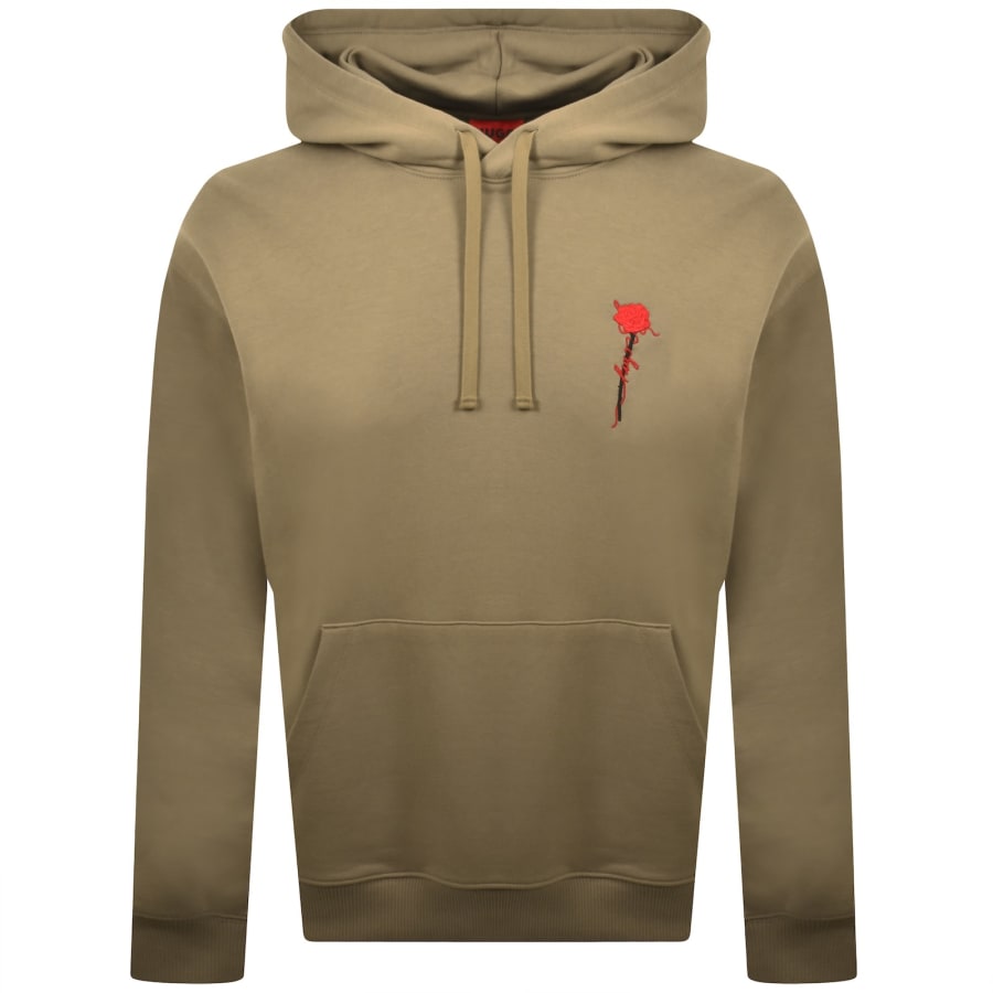 Image number 1 for HUGO Diflowhood Hoodie Brown