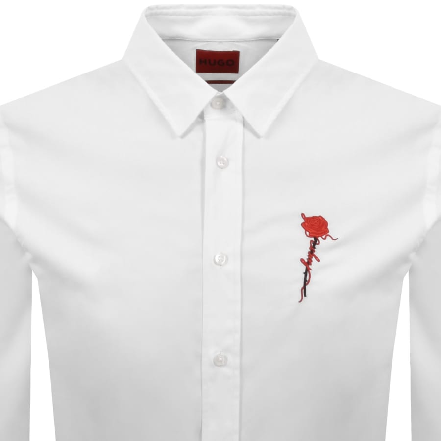 Image number 2 for HUGO Long Sleeved Emero Shirt White