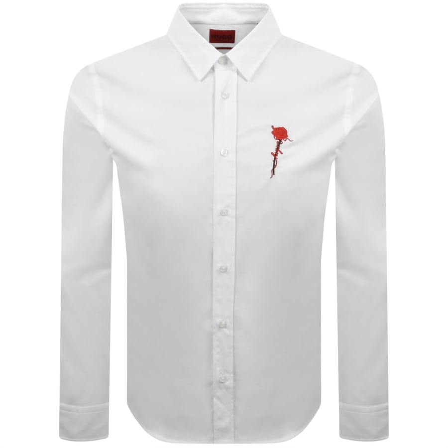 Image number 1 for HUGO Long Sleeved Emero Shirt White