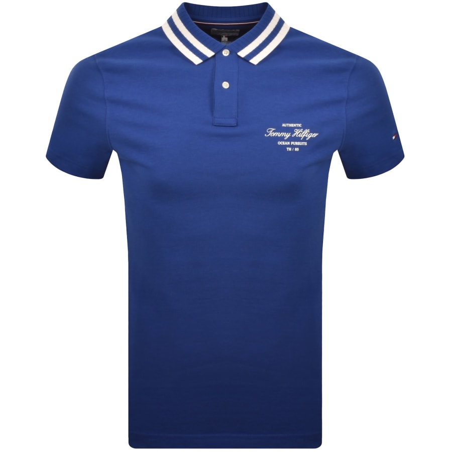 Image number 1 for Tommy Hilfiger Logo Polo T Shirt Blue