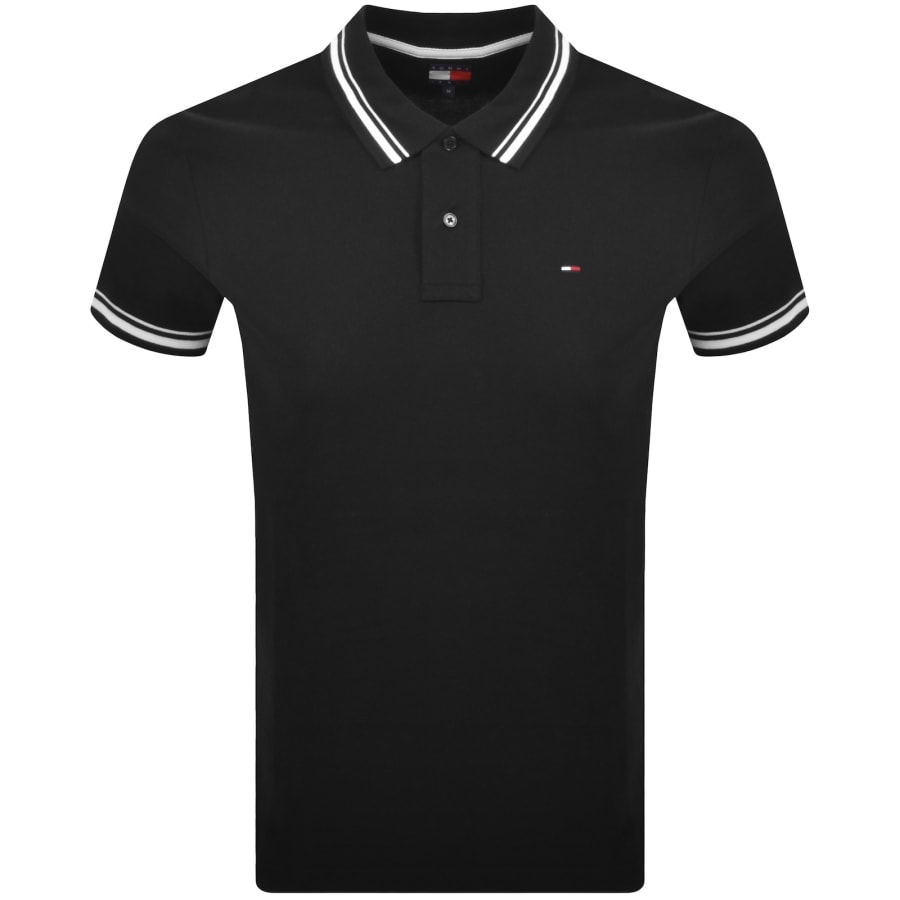 Image number 1 for Tommy Jeans Tipped Polo T Shirt Black
