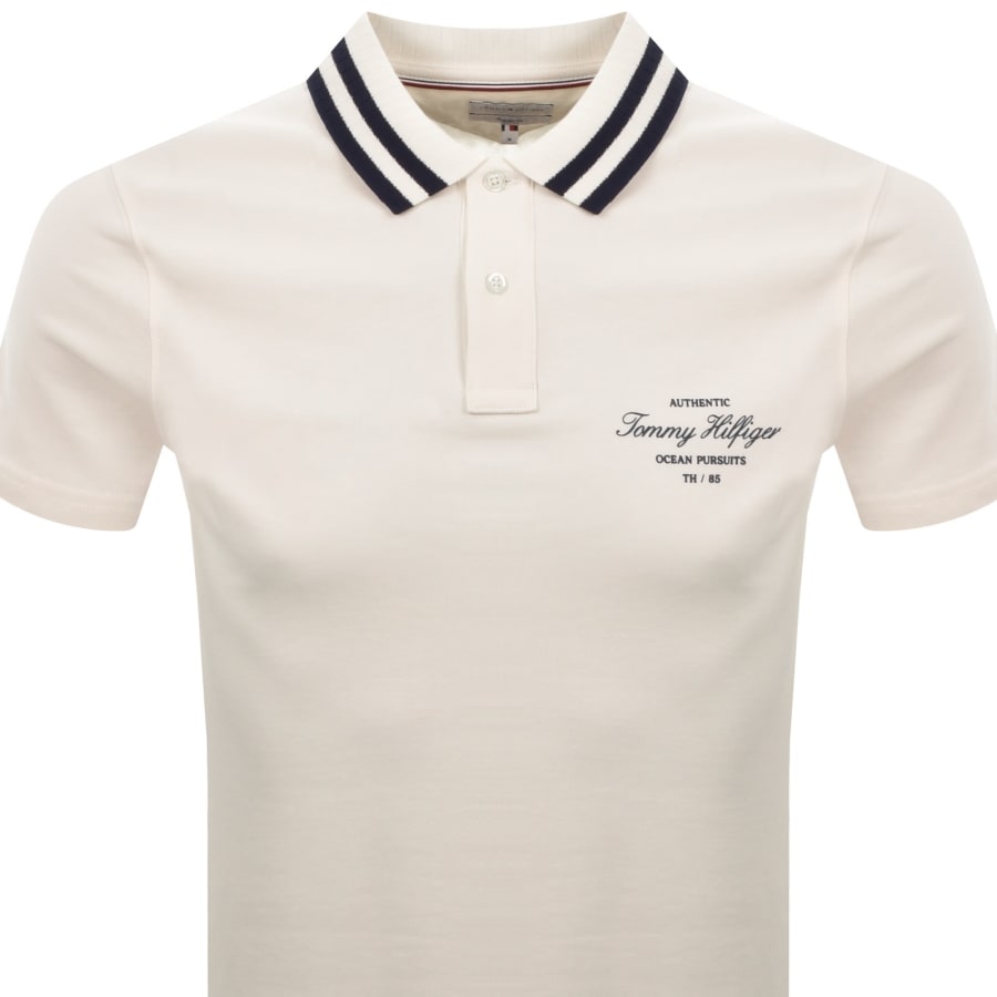 Image number 2 for Tommy Hilfiger Logo Polo T Shirt Beige