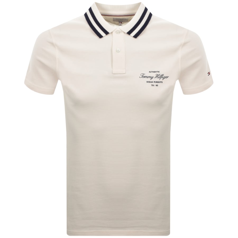 Image number 1 for Tommy Hilfiger Logo Polo T Shirt Beige