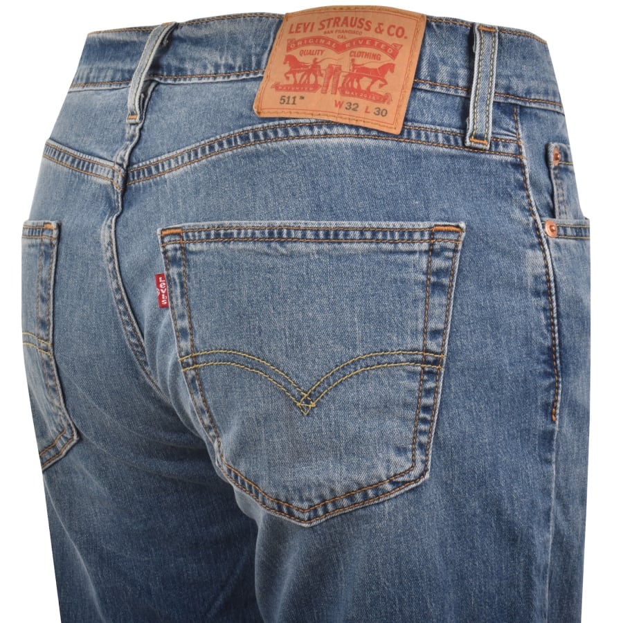 Image number 4 for Levis 511 Slim Fit Stretch Jeans Blue
